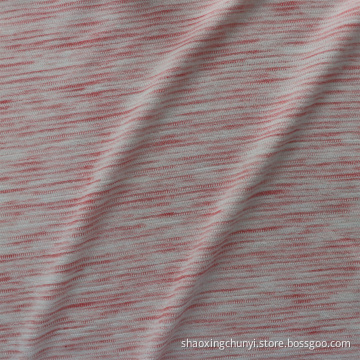 Free Sample Breathable 85%Polyester 15%Rayon Yarn Dyed Knitted Fabric Single Jersey Fabric for Sportswear/ T-shirts